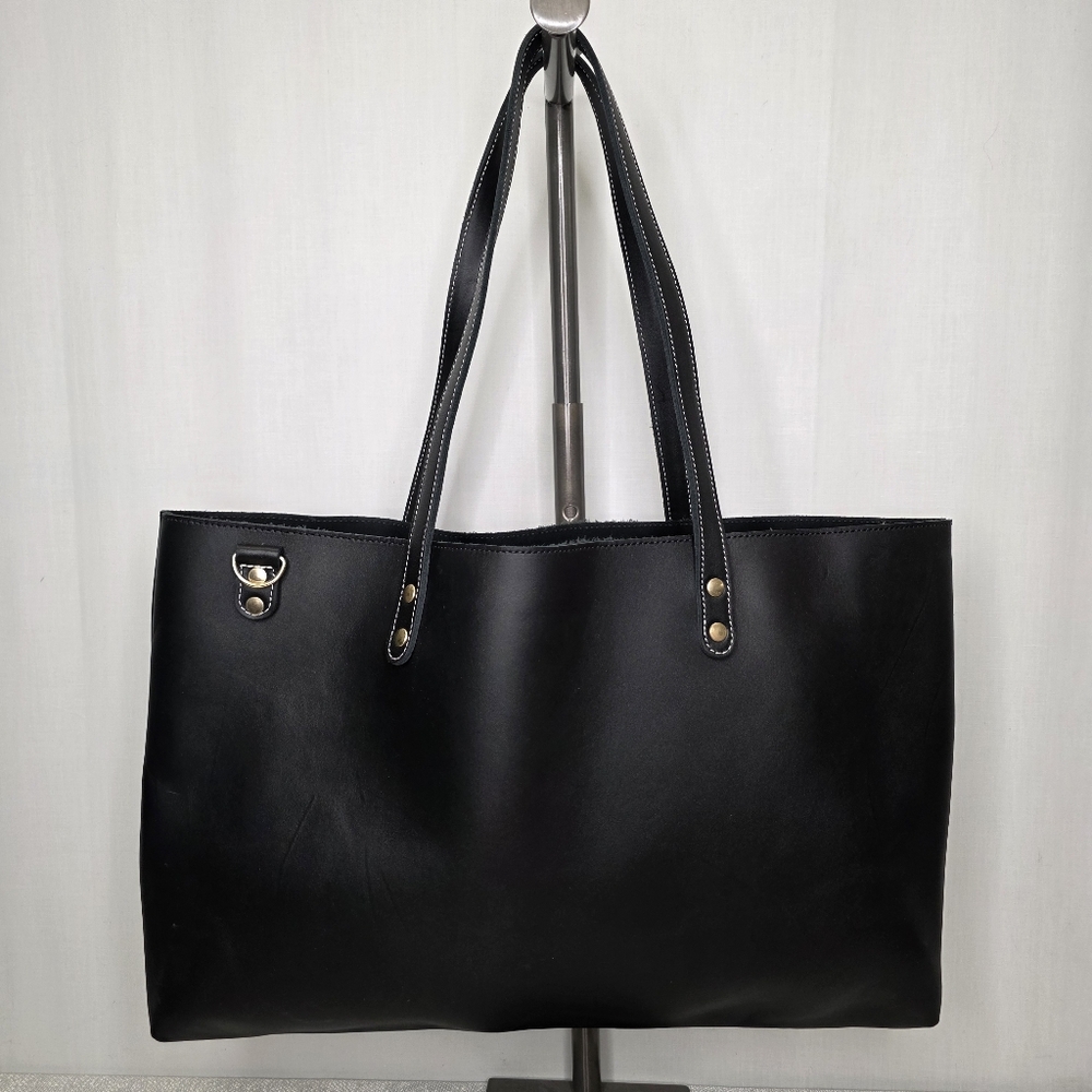 Planner Perfect Black Full Grain Leather Everyday Tote